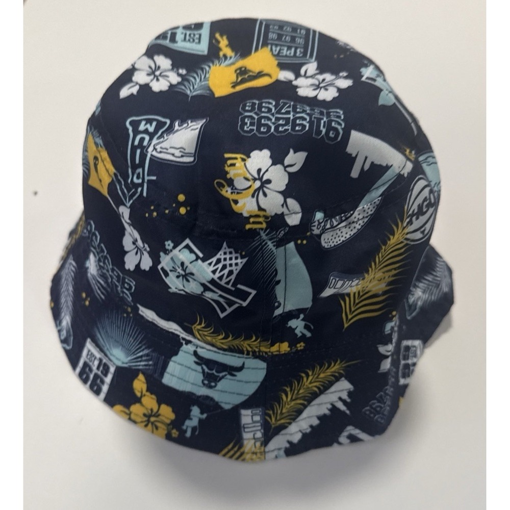 Chicago Bulls SGA Corona Bucket Hat NBA Basketball Floral Print Black Blue